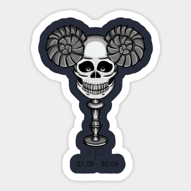 Aries Skull Sticker by Addy_barabashka_Lee